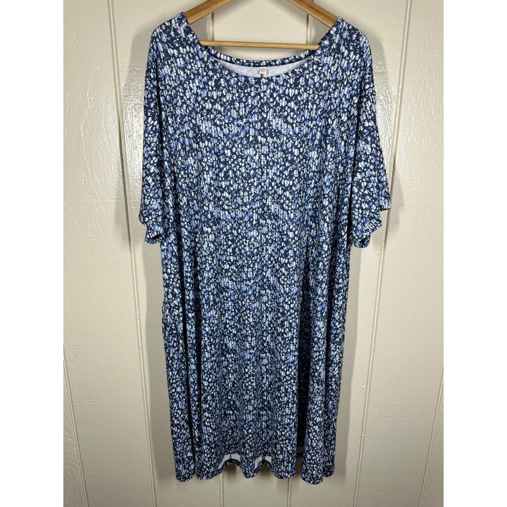 Unbranded T-Shirt Dress Women 5X Blue Floral Ditsy Short Sleeve Casual 7767